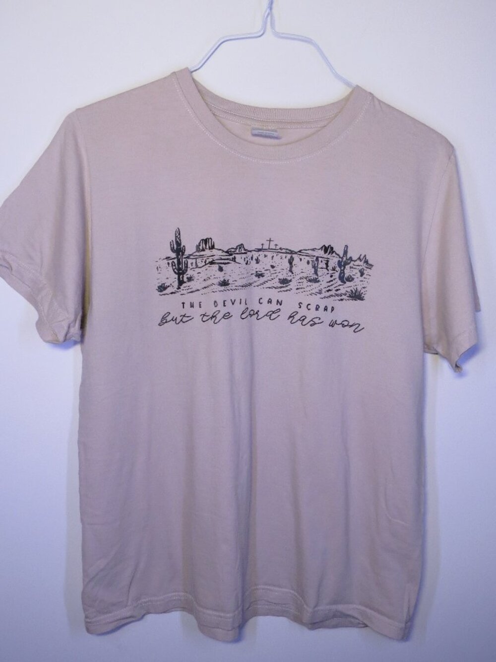 Zach Bryan "The Devil Can Scrap But the Lord Has Won" Beige Graphic Tee | Size M